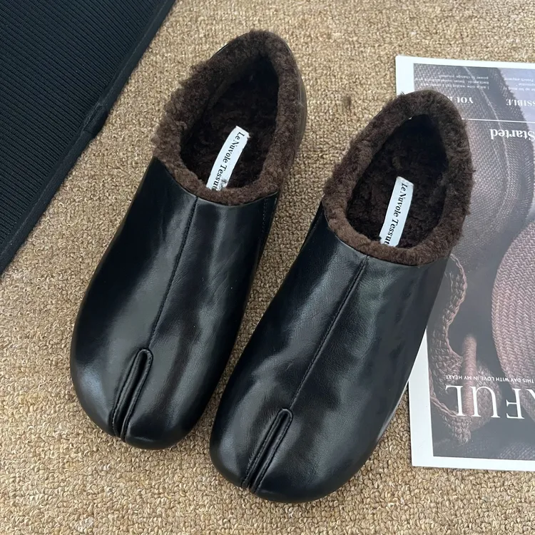 【AiAi】分趾鞋 极简风牛皮羊毛休闲鞋（2707-2M）