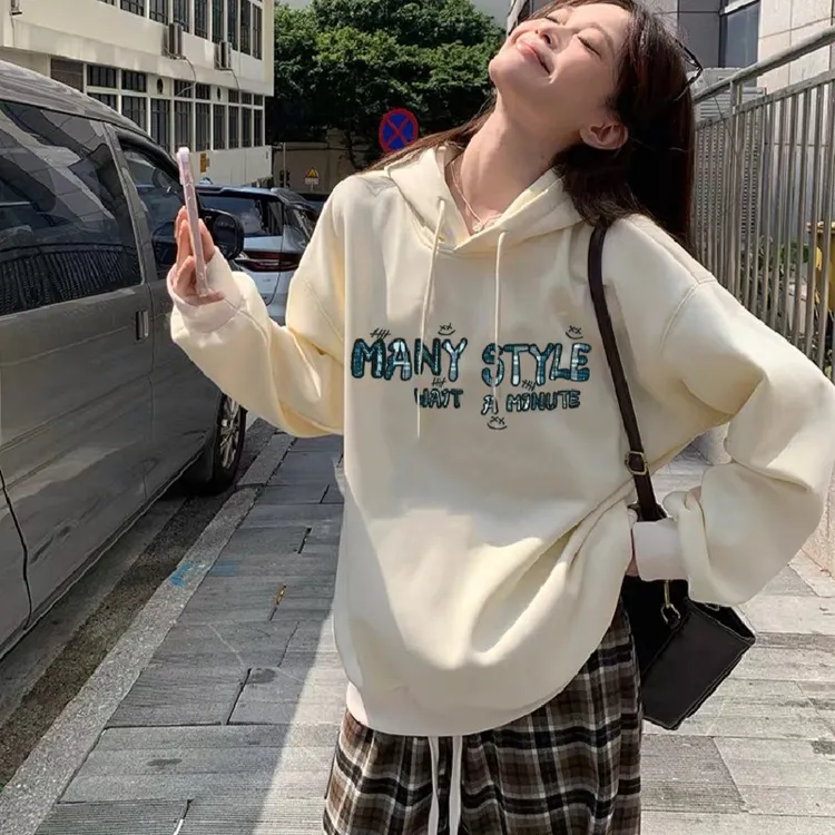 炸街潮牌加绒加厚重磅卫衣双层帽春秋款连帽卫衣2025新男女同款