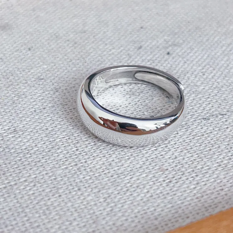 足银戒指 足银999光面面包戒指渐变泥鳅背素圈海豚背活口纯银个性