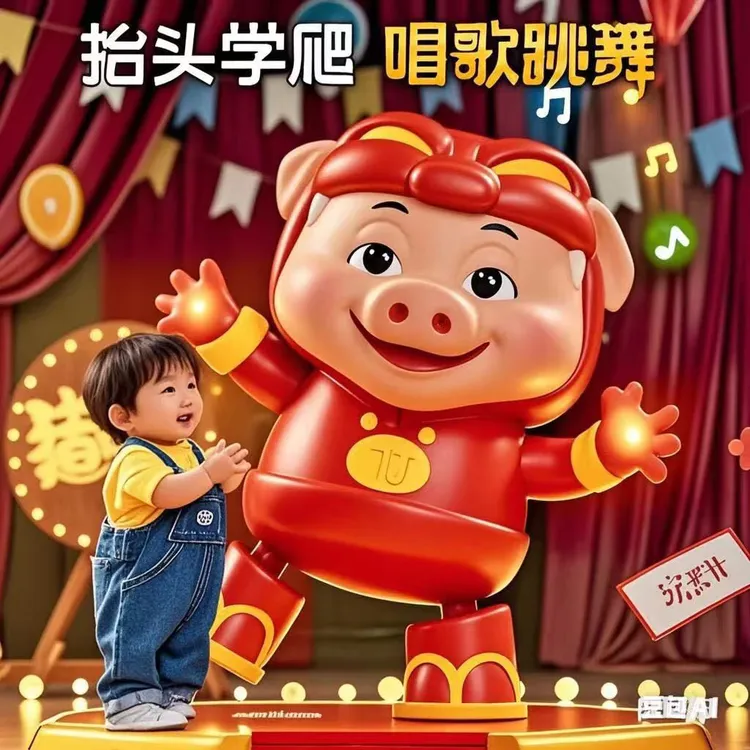 抖音网红玩具会唱歌跳舞猪猪侠正版摇摆男神电动益智机器人礼盒装