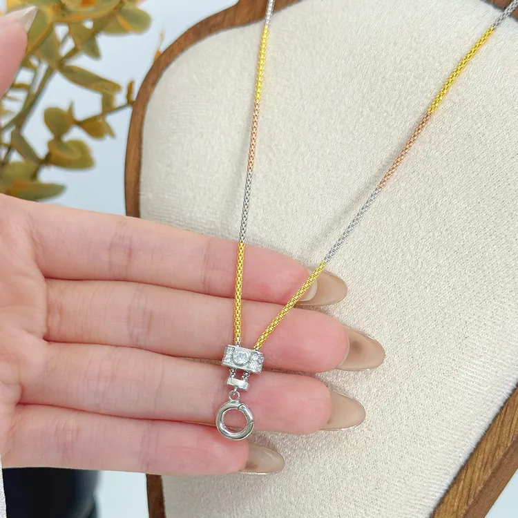 链子925银 镶嵌锆石项链女双向可伸缩穿吊坠长款秋冬毛衣链素链