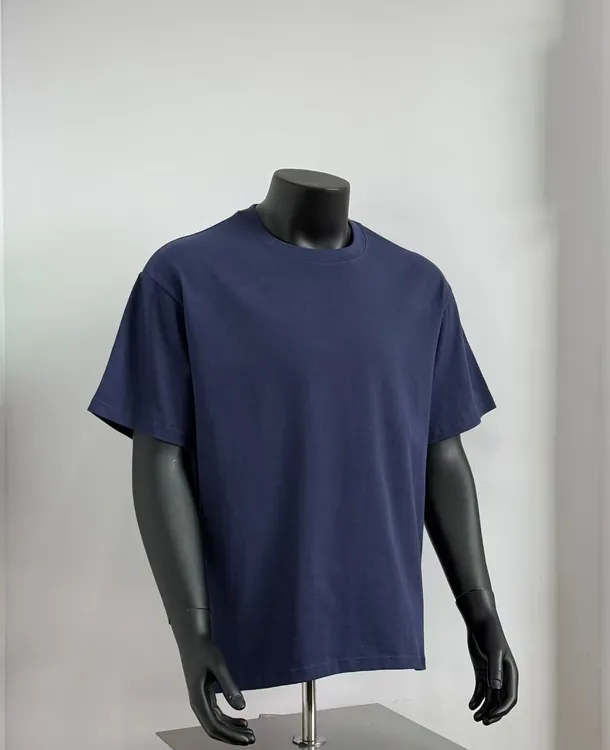 300g重磅显白藏青色短袖宽松纯棉T恤男女夏季藏蓝色深蓝半袖上衣