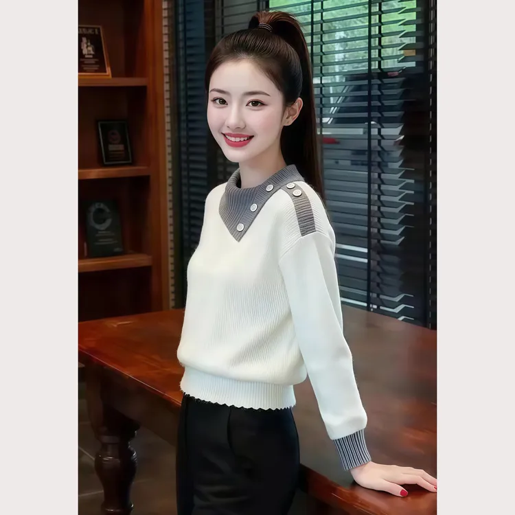 适合小个子厚款长袖毛衣2025秋冬新款时髦洋气显瘦女士针织衫上衣