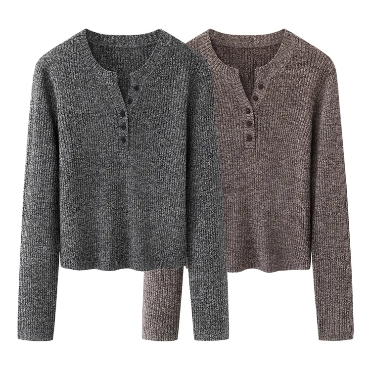 7122{艾}2025冬女装新款简约V领纽扣毛新款消费券用券好物针织衫