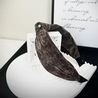杨大姐推荐《摩卡》韩国新品咖色丝绒布艺宽边交叉头箍时尚高级发饰