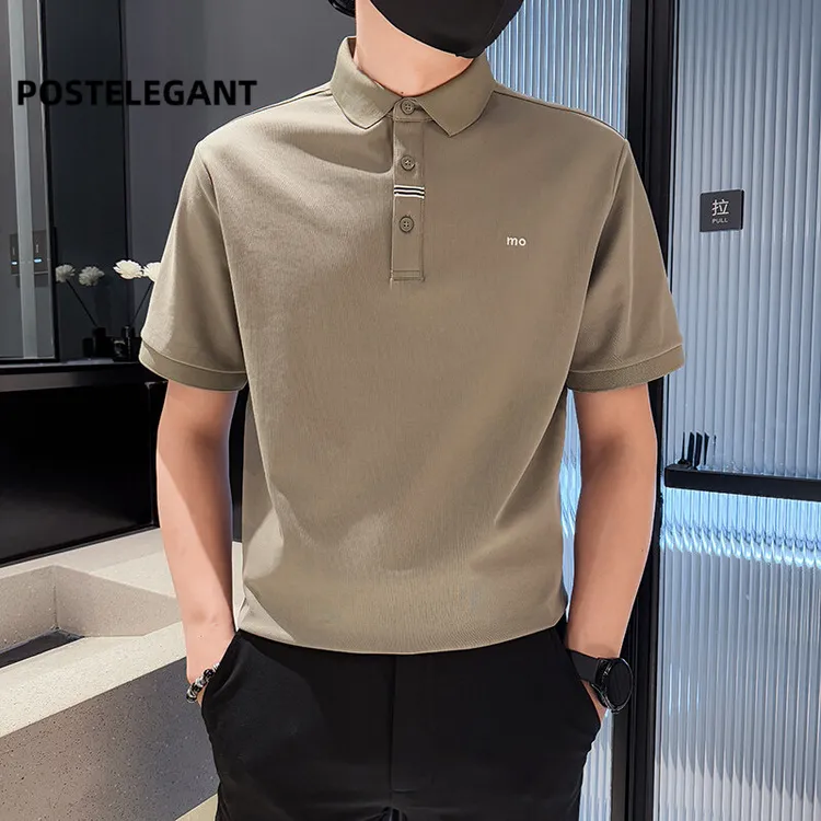 POSTELEGANT2025夏季短袖T恤翻领Polo衫字母小logo设计