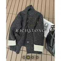 atong/阿彤-【定彩】100%sheep wool彩纱线开衫毛衣0914-13