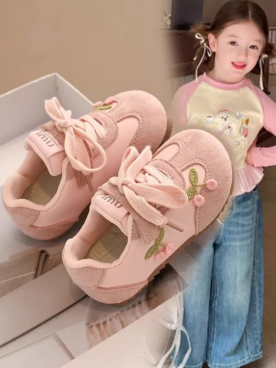 ABC 女童运动鞋2025春秋新款儿童小樱桃刺绣阿甘鞋女孩软底休闲鞋