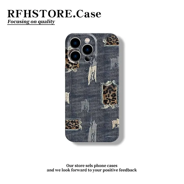 牛仔小豹纹适用iphone17pro菲林手机壳苹果16华为vivo小米13oppo