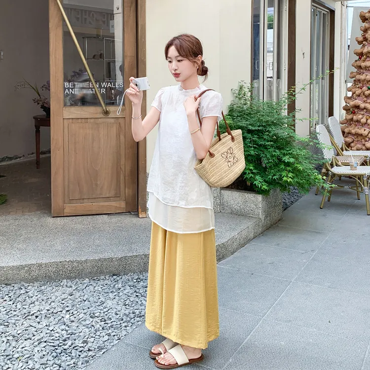 氛围感提花上衣裙裤套装2025夏季新款显瘦宽松温柔风清冷感两件套