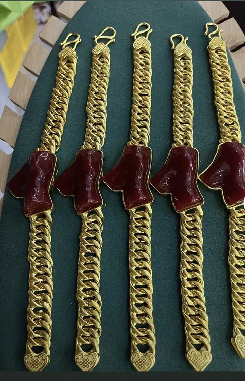 铜合金手链 纯手工手链 加阿卡红珠子