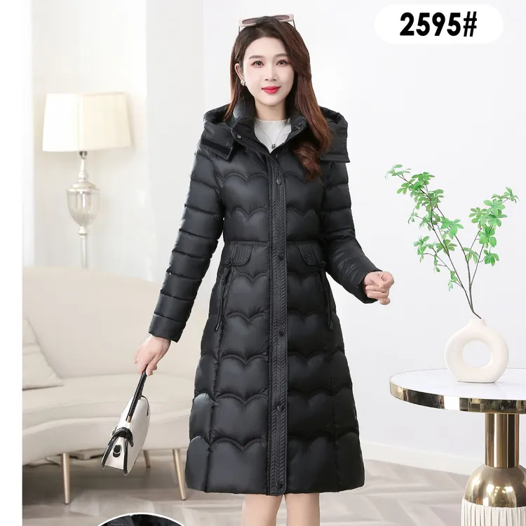 显瘦女士棉服修身时尚中长款保暖免烫冬装冬季棉衣长款大码过膝