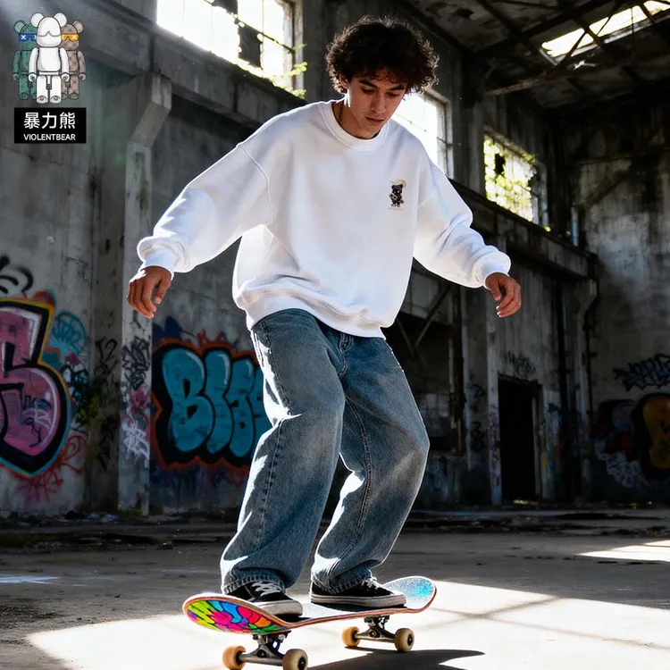 暴力熊男女款卫衣加绒加厚春秋情侣款蛇年新年长袖打底卫衣百搭款