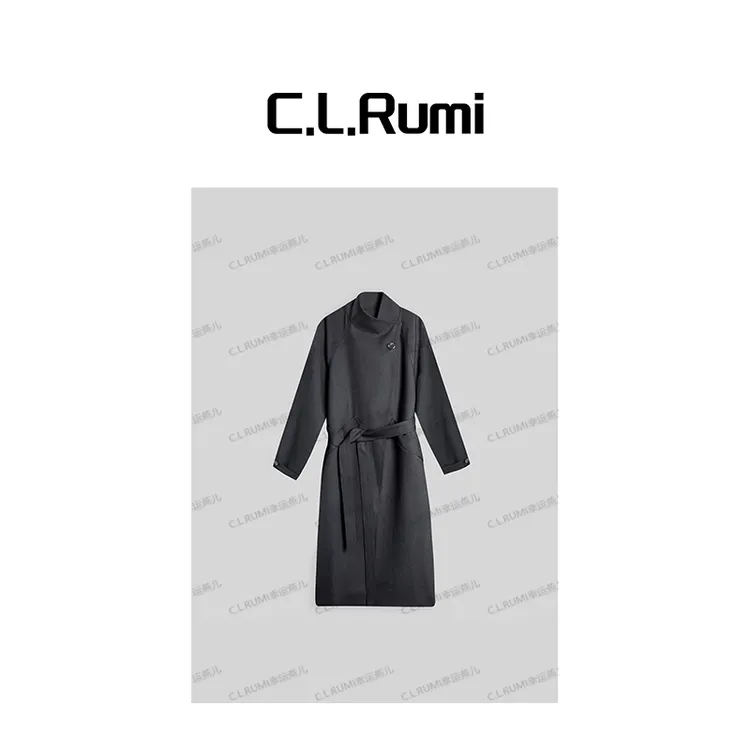 【Rumi小店】“晚秋” 25新款赫本风经典澳毛精纺宽松外套风衣7086wt