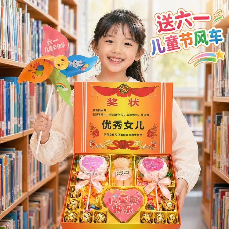 六一节送小朋友女儿奖状送女孩子学生牛奶巧克力糖果礼盒zz商品图
