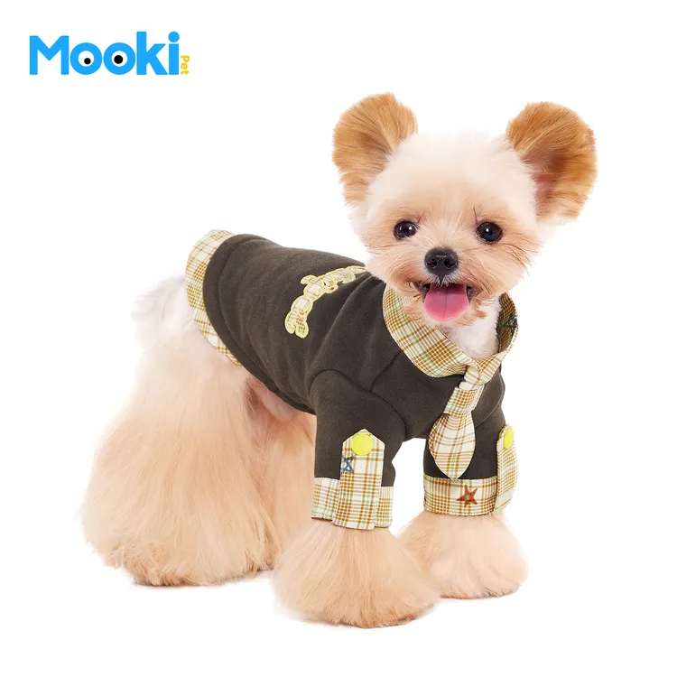 mookipet狗狗衣服小狗比熊约克夏小型犬假两件加厚保暖卫衣可爱