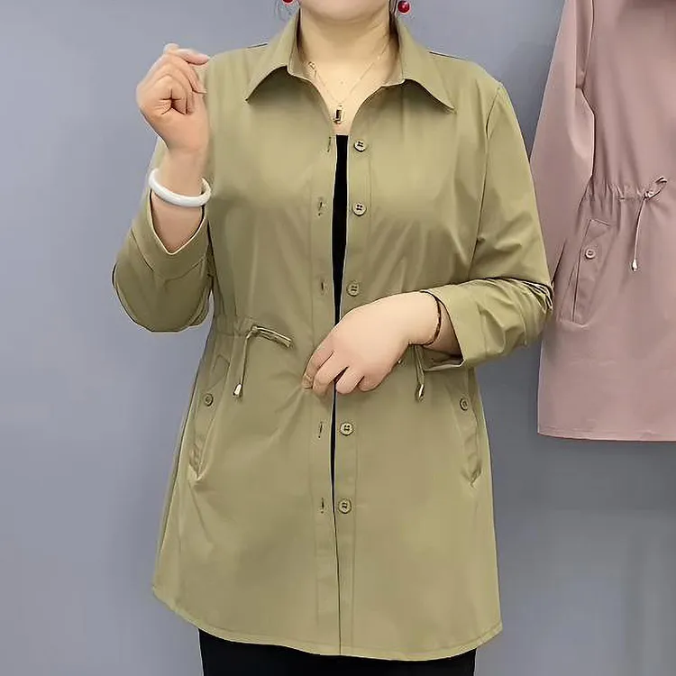 哥弟阿玛施正品春秋新款时尚洋派百搭显瘦妈妈装中长版单层九分袖