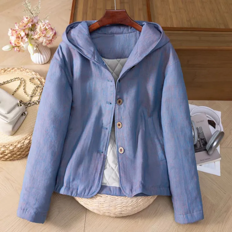 100%汉麻麻宽松休闲连帽长袖文艺百搭高端大气优雅