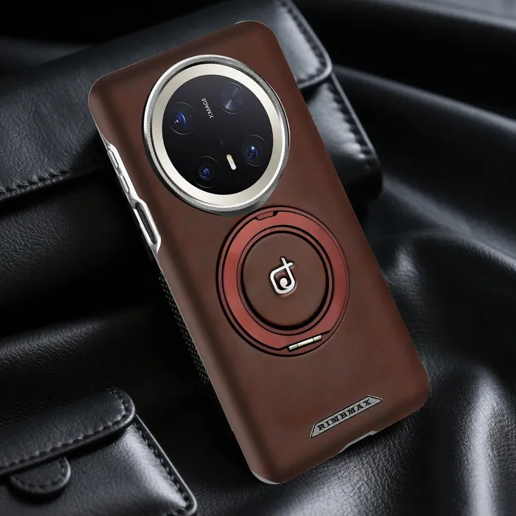 适用华为Mate70Pro+磁吸旋转支架皮质手机壳高档男Mate60全包防摔