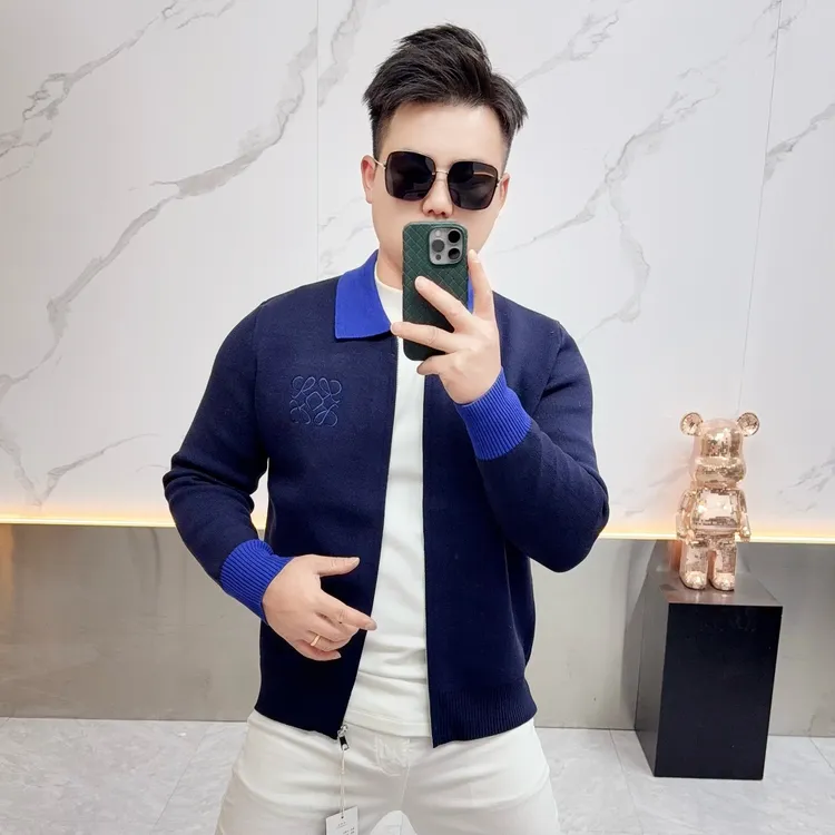男士欧货拉链开衫2025秋冬新款欧货字母薄款翻领针织衫毛衣外套潮