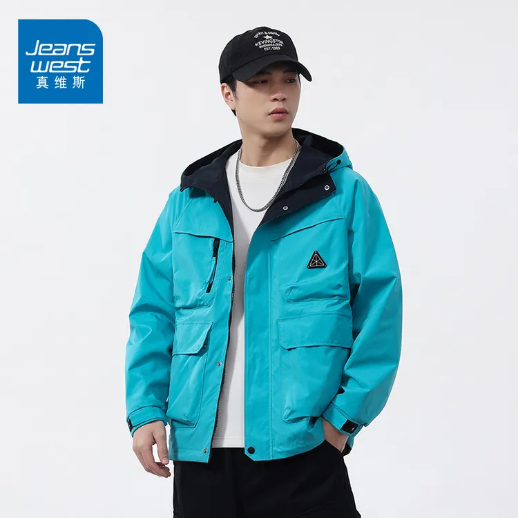 真维斯2025新款春秋季双面穿夹克男款连帽外套潮牌运动保暖上衣服