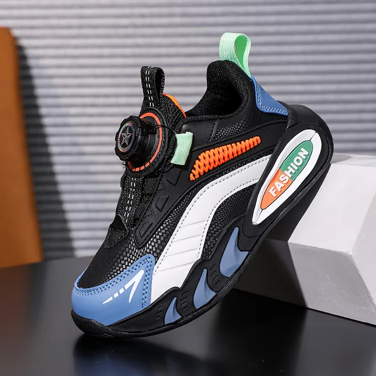 儿童鞋子2025新款秋冬季男童运动鞋男孩二棉中大童旋转纽扣跑步鞋