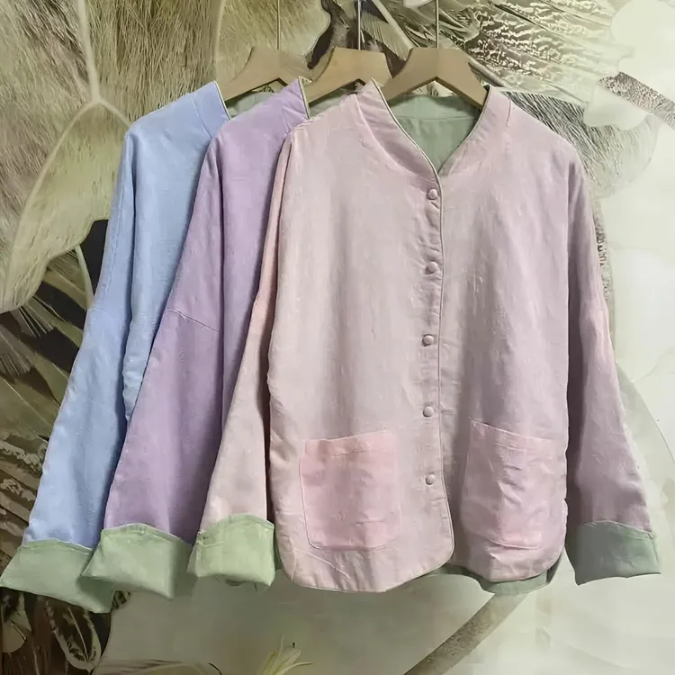 2025初秋爆款新中式国风短外套休闲时尚百搭显瘦双面双穿棉麻上衣