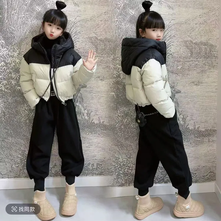 女童冬装2025新款洋气大童加厚短款保暖外套儿童面包服冬季灯笼裤