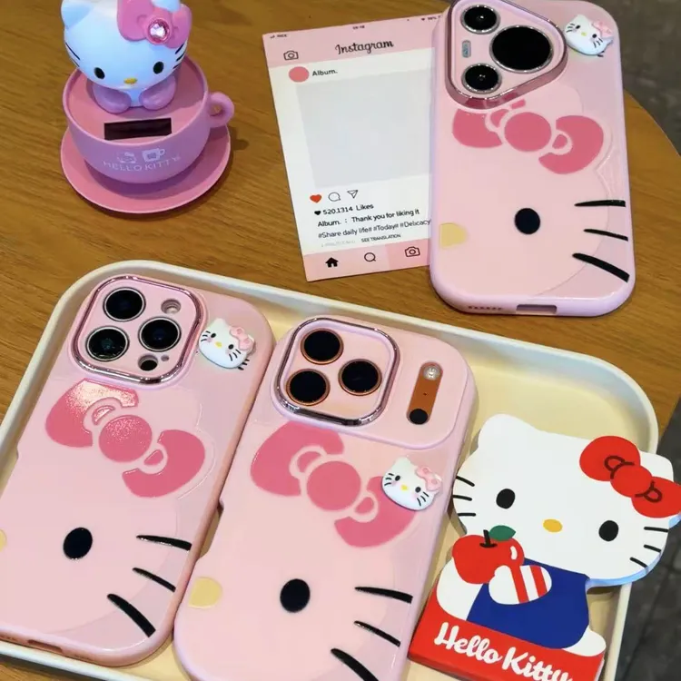 闪度侠大脸凯蒂猫适用苹果17/16金属小胖妹手机壳华为vivoppo小米