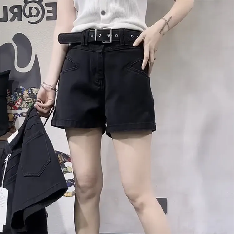 2025夏季新款大码女士高腰百搭牛仔短裤女小个子高腰显瘦阔腿热裤