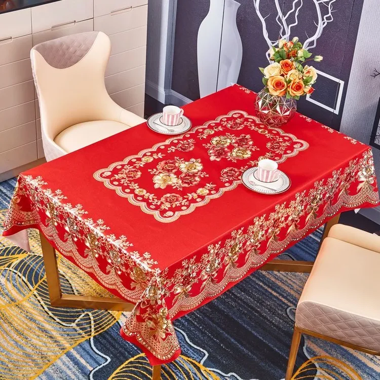 【中国红】家用桌布PVC防水防油防烫防脏免洗清洁工具长方形茶几布