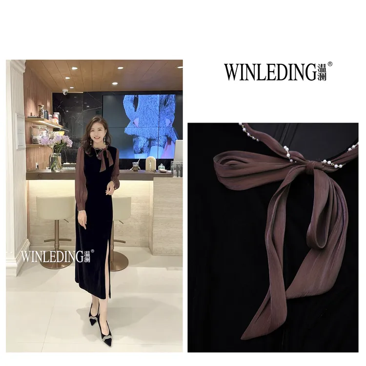 温澜服饰·澜“拉善”蝴蝶结领连衣裙20856