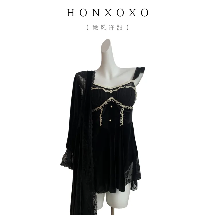 【微风许甜/绒】法式轻奢丝绒显瘦睡衣秋冬女款爆款2025新款家居服