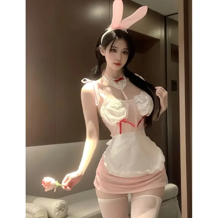 纯欲蕾丝可爱奶系性感兔女郎钢圈聚拢显瘦睡衣夏季洛丽塔修身家居
