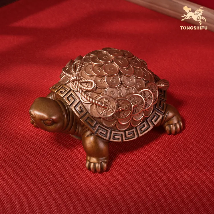 铜师傅《金钱龟》办公室茶室紫铜长寿龟摆件 开业乔迁送礼祝寿礼物