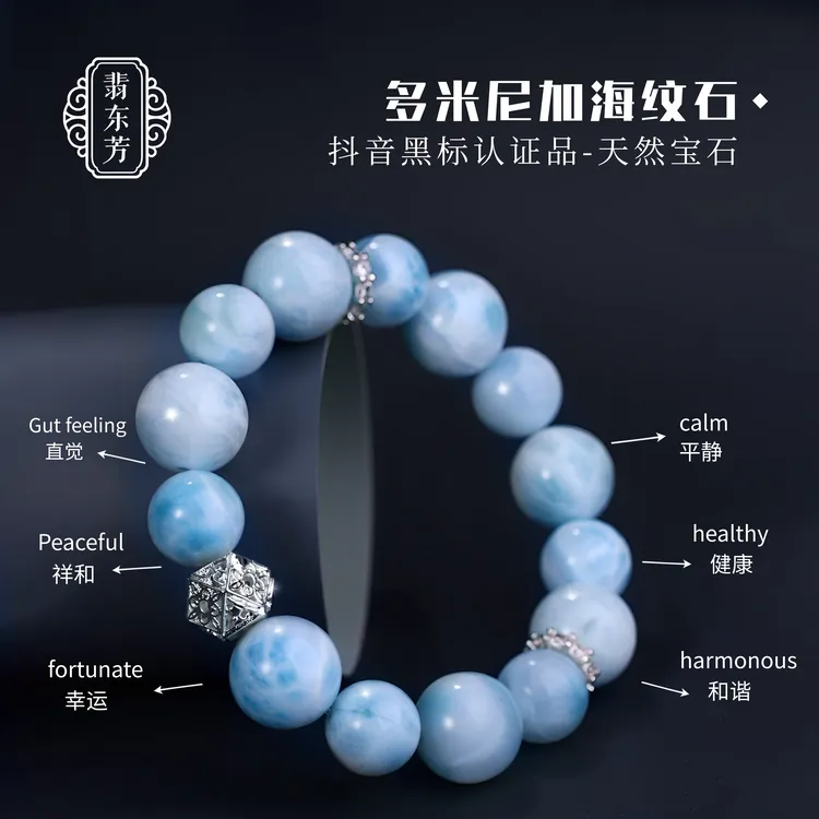 【收藏级海纹石】天然拉利玛海纹石米尼亚设计手链TSS6879