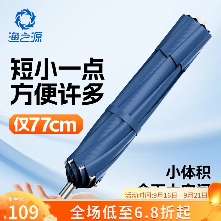 渔之源三折叠钓鱼伞小型可折叠户外遮阳伞轻便新型沙滩伞钓鱼雨伞