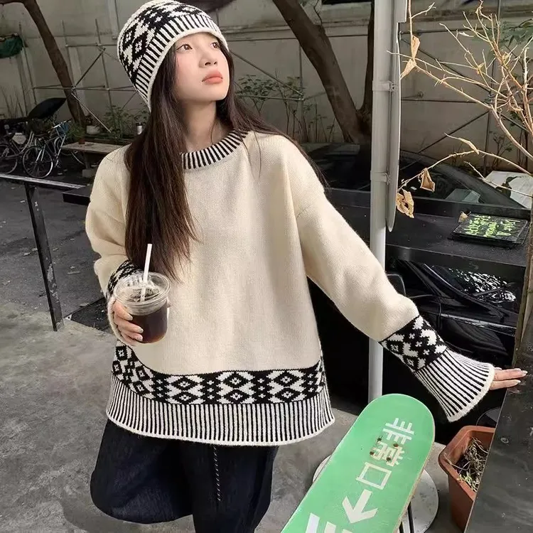 费尔岛冬季毛衣女秋冬新款设计感超好看软糯宽松套头慵懒风遮屁帘