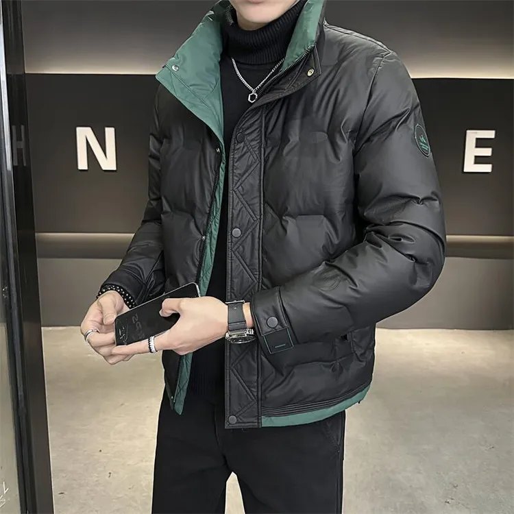 啄木鸟短款立领羽绒服男士时尚休闲潮流立领加厚韩版帅气男款外套