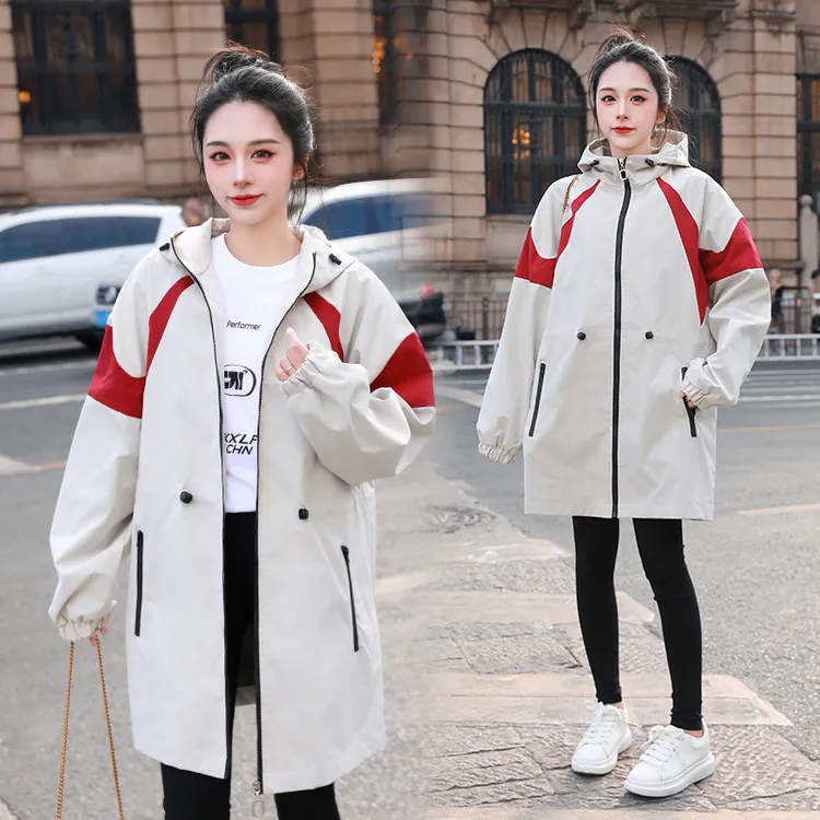 加肥加大码孕妇装春秋长袖风衣外套中长款连帽开衫休闲胖MM200斤