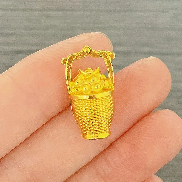 铜合金吊坠 新中式国潮一桶金招财进宝吊坠 聚宝盆 迷你百搭挂坠