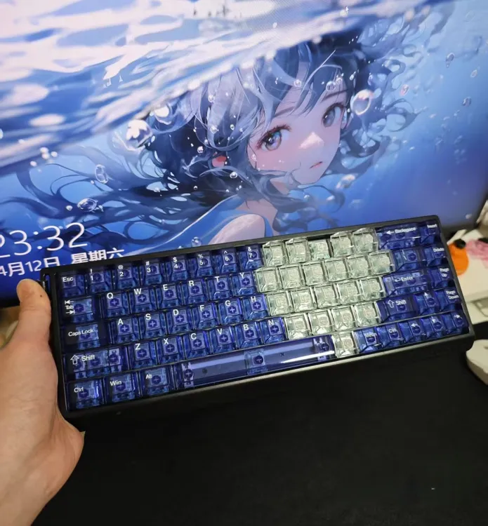 ace68蓝色透明高颜值推荐粉色键帽男女生PC高度满改ez63/75/87/98