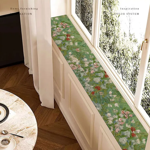 北欧油画皮革窗台垫防水免洗皮革窄飘窗垫加厚高颜值长条形垫子