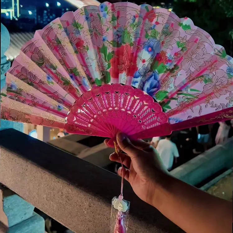 [绸布中国风]古风折扇蕾丝舞蹈扇便携随身汉服旗袍夏季折扇女款