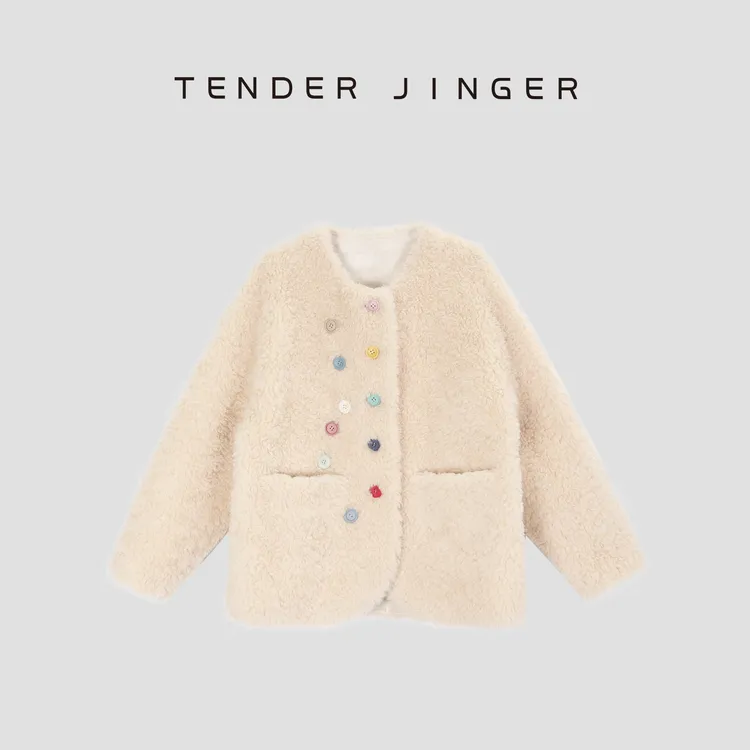 Tender Jinger【黑标】彩虹扣颗粒羊毛绒外套T54WEI502E