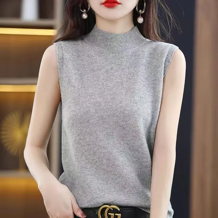 【百搭神奇】高龄无袖打底背心时尚气质外穿宽松纯色内搭洋气女士
