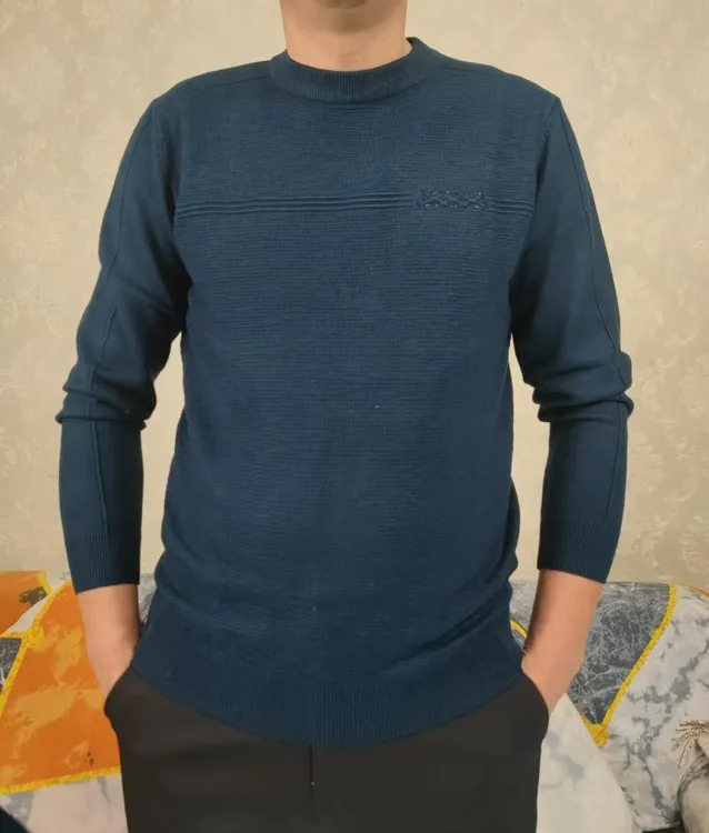 冬季新款加厚保暖圆领厚款男士秋冬长袖时尚修身上衣男装针织衫