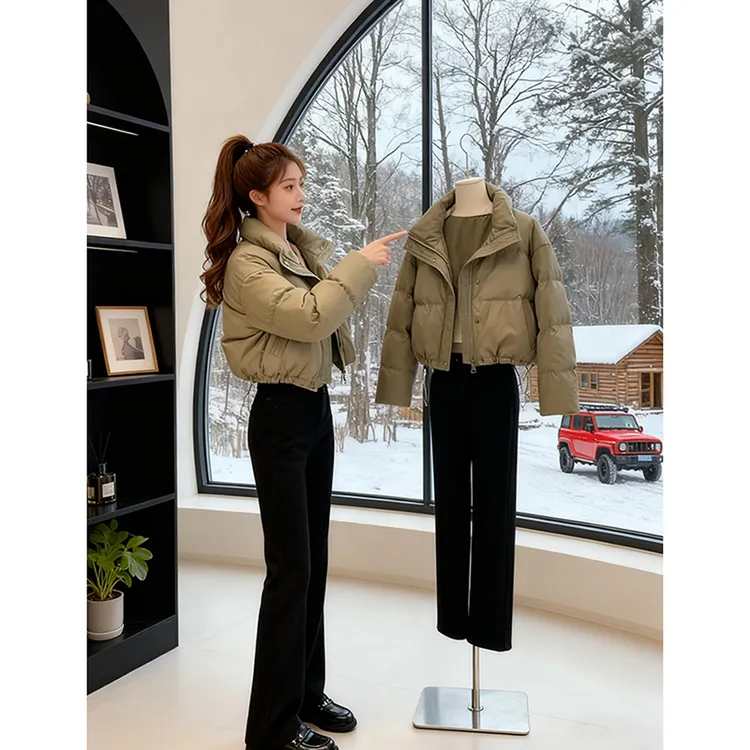 韩系立领短款棉服女秋冬加厚保暖宽松显瘦小个子超好看面包服