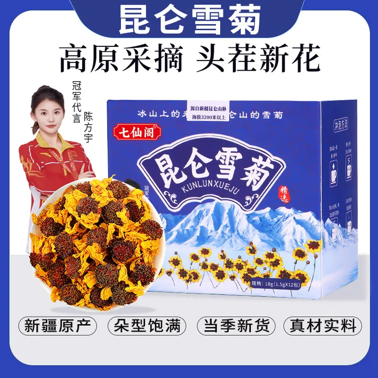 阿伟专属【国庆节福利】七仙阁新疆昆仑雪菊手工采摘泡水花茶有PICC承保