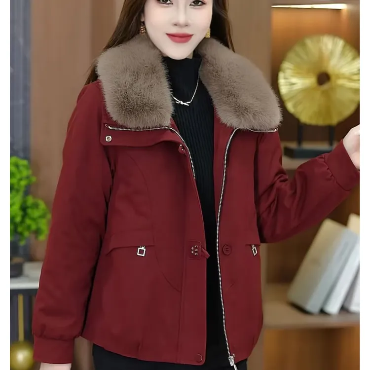 冬季2025新款加绒加厚拉链休闲时尚遮肉显瘦宽松百搭女短外套W839